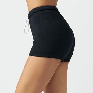 Joah brown fitted black sweat shorts